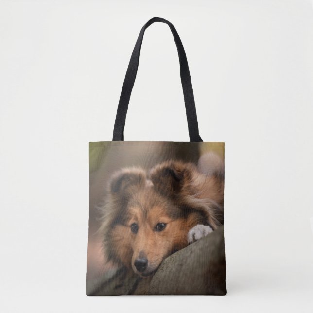 Bolsa Tote Bebês Mais Pobres | Shetland Sheepdog Puppy (Frente)