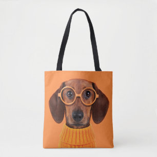 Bolsa Tote Bebês Mais Pobres   Suéter de laranja Dachshund
