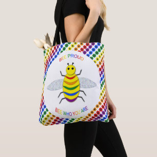 Bolsa Tote Bebida Arco-Íris Ortográfica LGBT e Flores