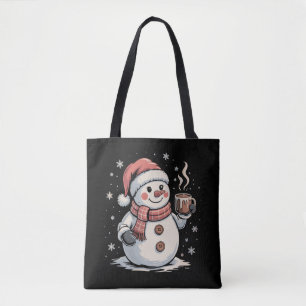Bolsa Tote Bebida de Café do Homem de Neve Bonito Floco de Ne
