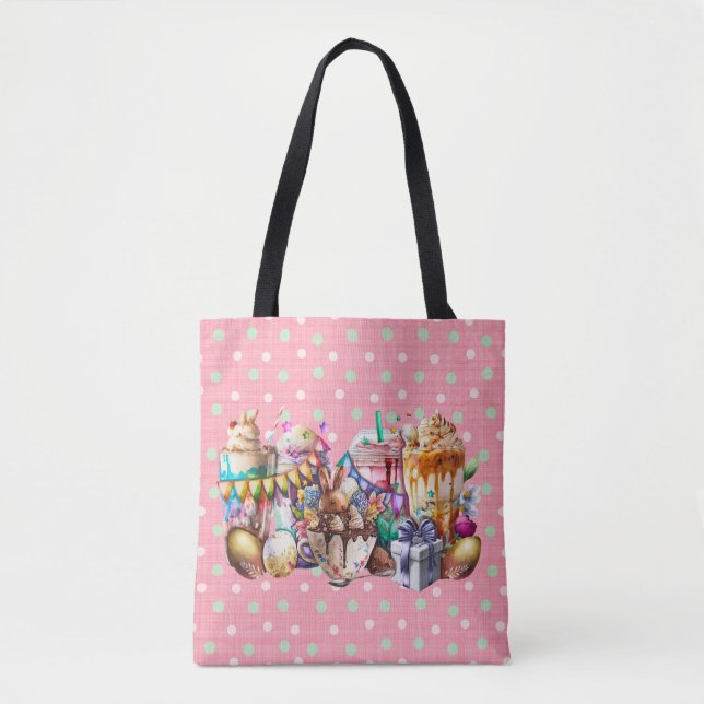 Bolsa Tote Bebidas De Café Com Rico De Páscoa (Frente)