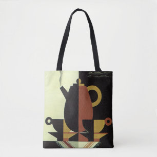 Bolsa Tote Bebidas de Drinks Vintage Cafeteira com Xícaras