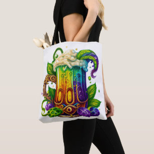 BOLSA TOTE BEBIDAS DE MARDI GRAS VIVAMENTE COLORIDAS