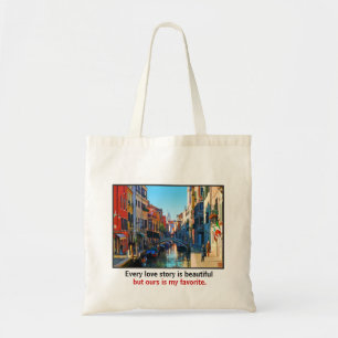 Bolsa Tote Beco de Veneza com citações do amor