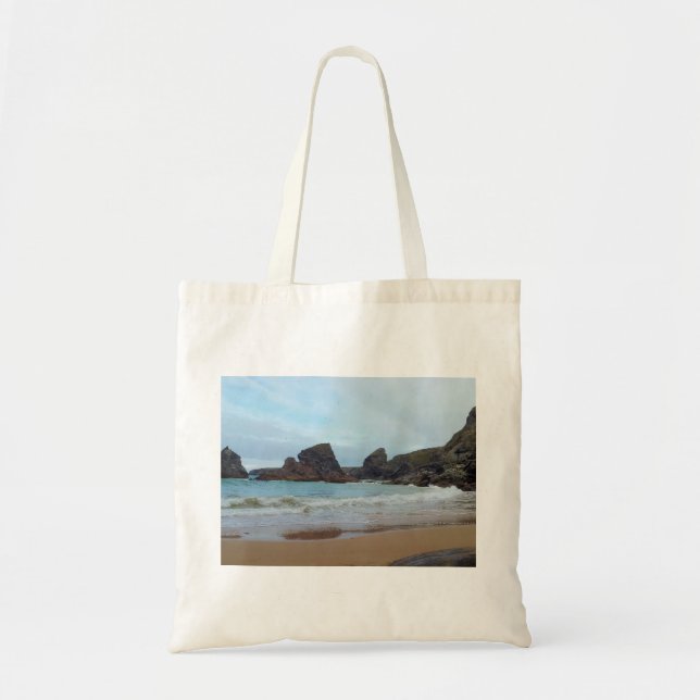 Bolsa Tote Bedruthan pisa Carnewas Cornualha Inglaterra (Frente)