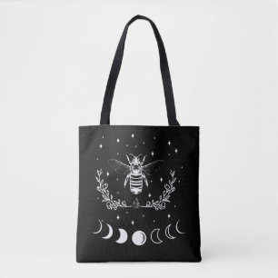 Bolsa Tote Bee Crescent Moon Witchcraft Insetos Góticos Wicc