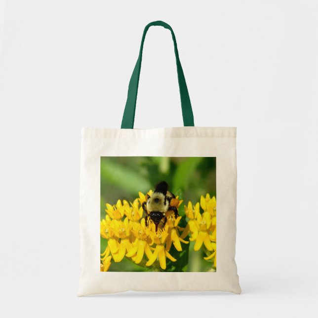 Bolsa Tote Bee Feasting on Butterfly Weed Wildflowers (Frente)