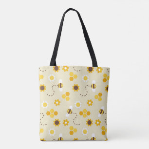 Bolsa Tote Bee Happy Yellow Honeycomb