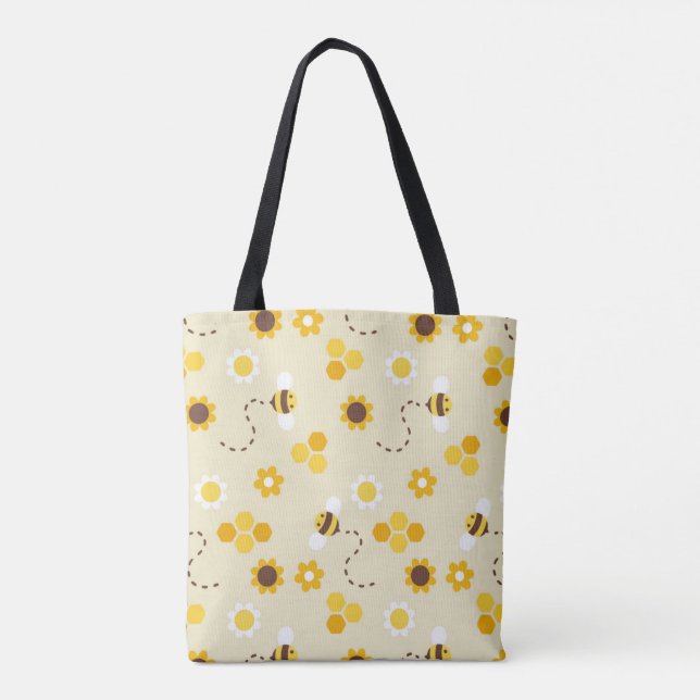 Bolsa Tote Bee Happy Yellow Honeycomb (Verso)