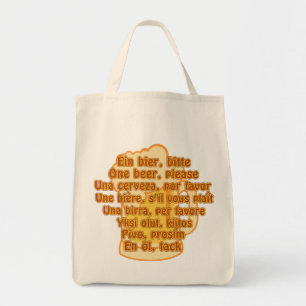 Bolsa Tote BEER no saco de idiomas - escolha estilo e cor