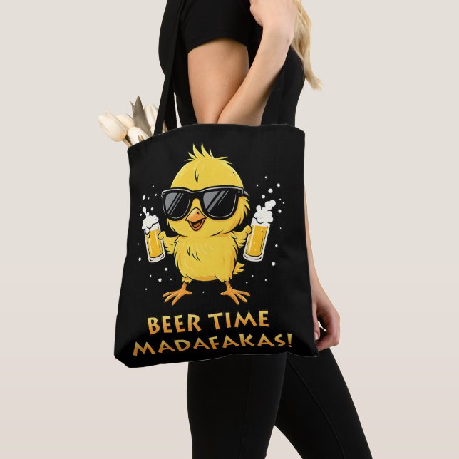 Bolsa Tote Beer Time Madafakas Meme Pato Goose Retro (Close Up)