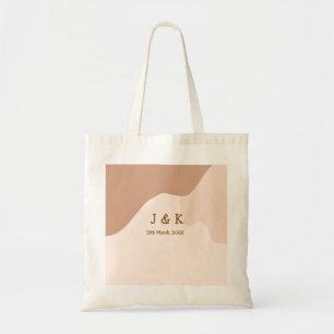 Bolsa Tote Bege boho curvo data do casamento nome laranja