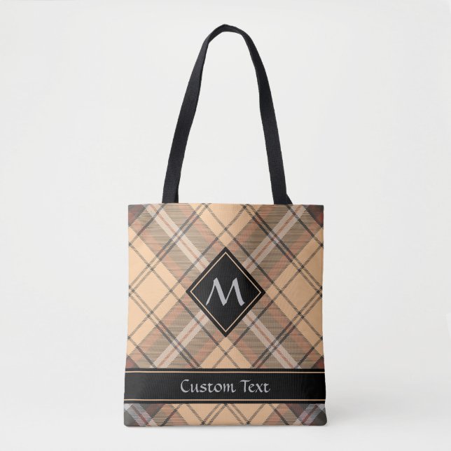Bolsa Tote Beige e Brown Tartan (Frente)