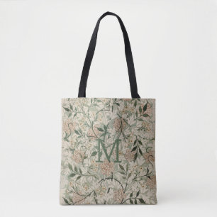 Bolsa Tote Beige Personalizado, Sage Green, Peach Floral