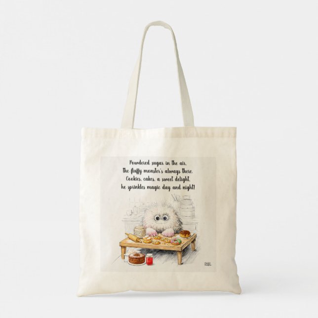 Bolsa Tote Beige Pó-Açúcar Monstro Arte Poema (Verso)