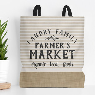 Bolsa Tote Beige Stripes - Mercado do agricultor personalizad
