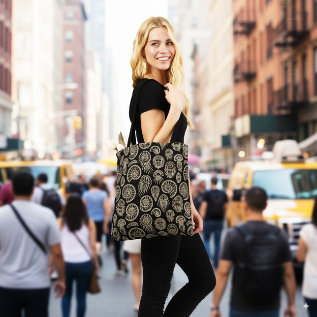 Bolsa Tote Beige venenoso fóssil trilobite padrão amonita (Criador carregado)