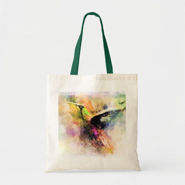 Bolsa Tote Beija-flor aquarela  (Frente)