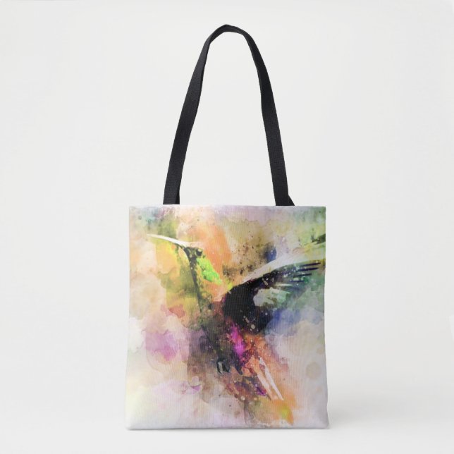 Bolsa Tote Beija-flor aquarela  (Frente)