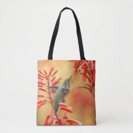 Bolsa Tote Beija-flor cercada por yucca vermelha