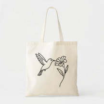 Beija-flor e Flor – Arte Minimalista de Linha Pret