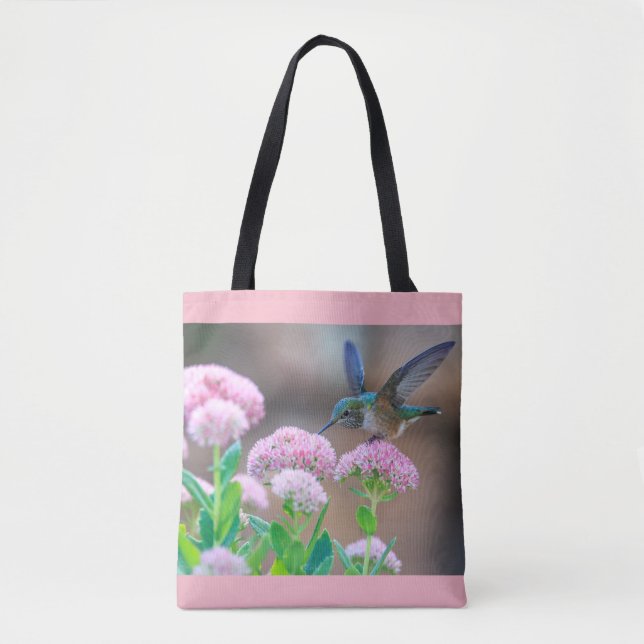 Bolsa Tote Beija-flor entre Flores (Frente)