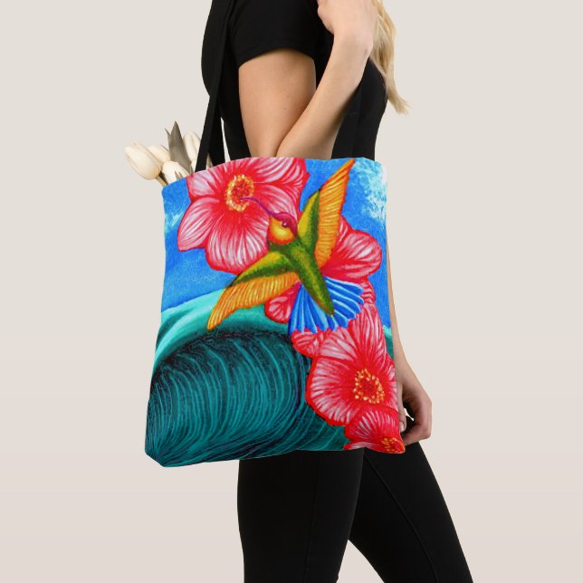Bolsa Tote Beija-flor Oceano (Close Up)
