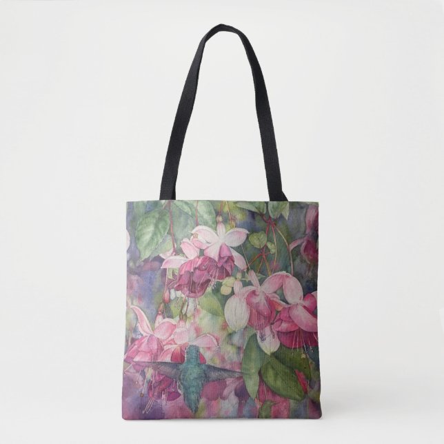 Bolsa Tote Beija-flor para Fuchsias (Frente)
