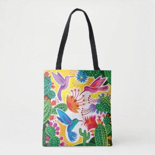 Bolsa Tote Beija-flores e Cactos Floridos