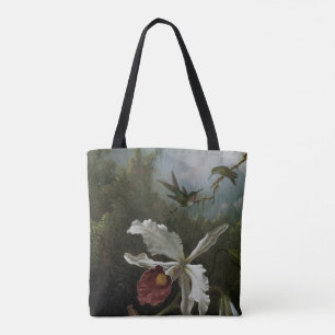 Bolsa Tote Beija-flores e Orquídea Branca de Martin J. Heade