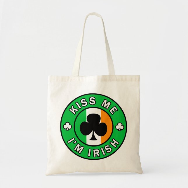 Bolsa Tote Beije-me, sou irlandês (Frente)