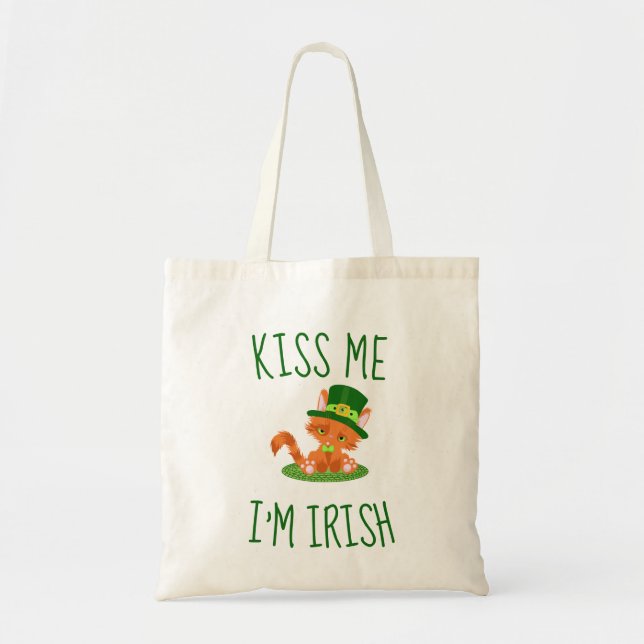 Bolsa Tote Beije-me, sou irlandês Gato-Lover Tote Bag (Frente)