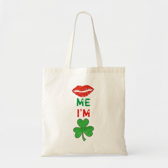 Bolsa Tote Beije-me, sou Lábios irlandeses, Ruas de Shamrock. (Frente)