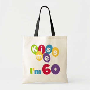 Bolsa Tote Beije-me, tenho 60 Camisetas de aniversário e pres