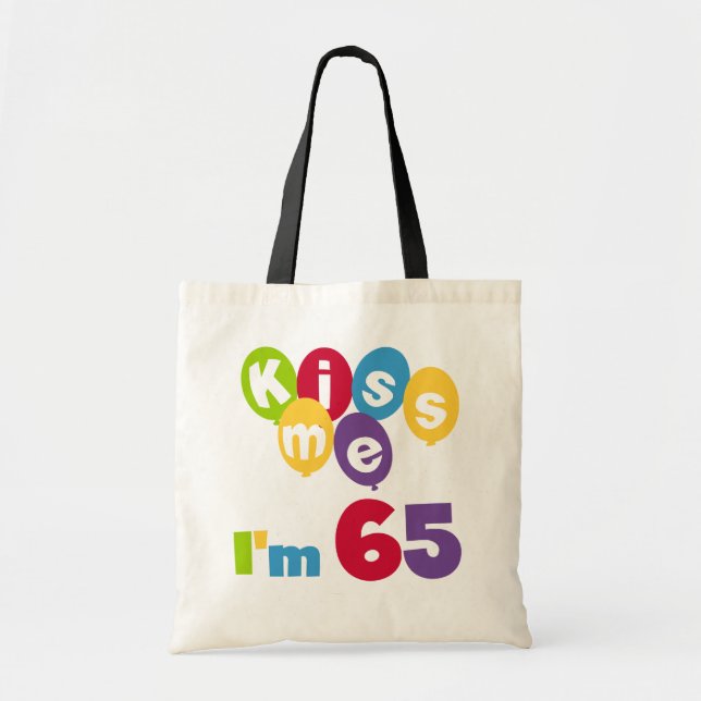Bolsa Tote Beije-me, tenho 65 t-shirts e presentes (Frente)