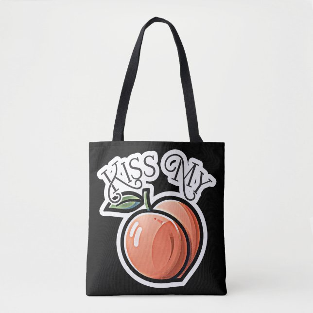 Bolsa Tote Beije meus pêssegos engraçados Frutas engraçadas (Frente)