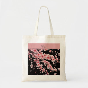 Bolsa Tote Beijo de Cerejeira Japonesa Rosa Branco
