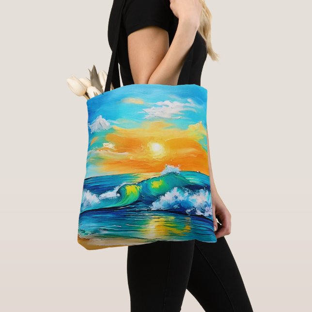 Bolsa Tote Beijo do Oceano: Ondas Sunset (Close Up)