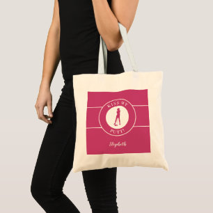 Bolsa Tote Beijo Engraçado Meu Putt Golfista Por Seu Rosa Bra