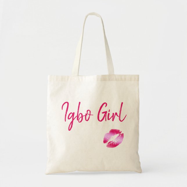 Bolsa Tote Beijos Igbo Menina Rosa bonito (Frente)