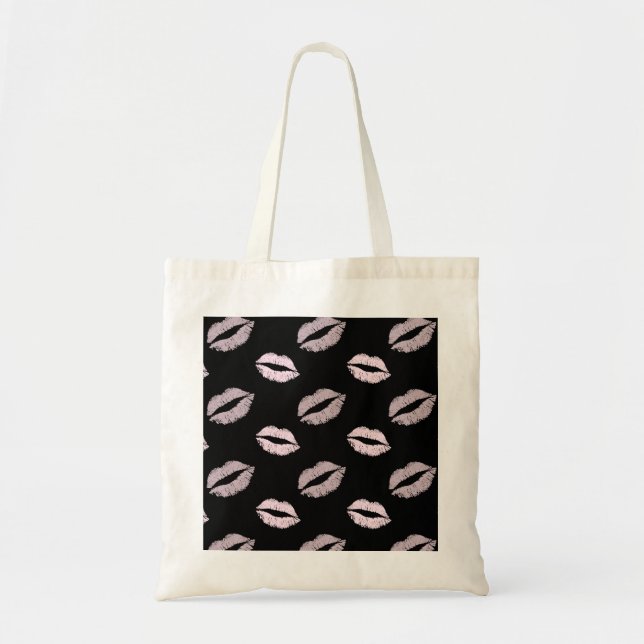 Bolsa Tote Beijos Rosa Prateado (Frente)