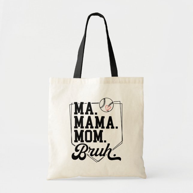 Bolsa Tote Beisebol engraçado, mãe Bruh, com nome e número da (Frente)
