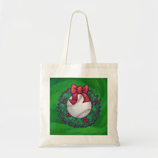 Bolsa Tote Beisebol na Wreath de Natal (Frente)