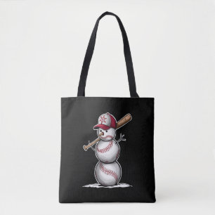 Bolsa Tote Beisebol Snowman Balls Snow Natal Presente no Nata