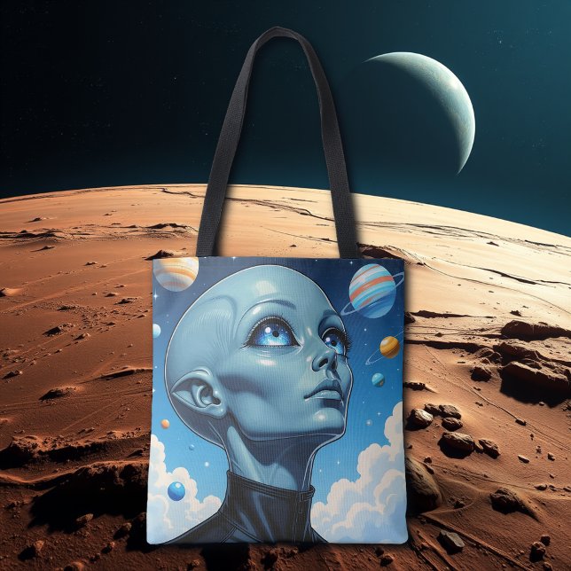 Bolsa Tote Bela Alienígena Extraterrestre Sendo (Criador carregado)