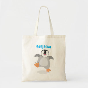 Bolsa Tote Bela animação de pinguins feliz e esperto bebê