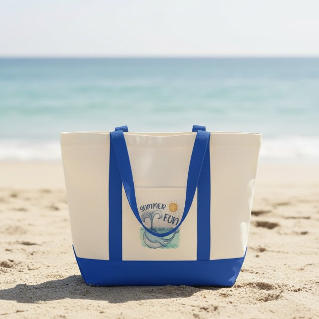 Bolsa Tote Bela baleia divertida no verão (beach bag with little whale)