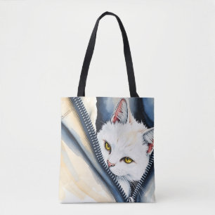 Bolsa Tote Bela Coleção de Gatos de Cores de Água Cónicas Mod