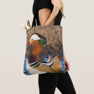 Bolsa Tote Bela conversa sobre o Pato Mandarim nas rochas