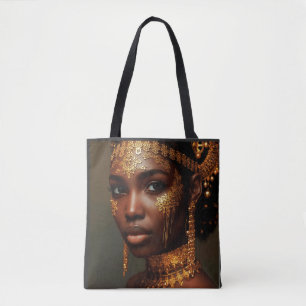 Bolsa Tote Bela Deusa Núbia em Ouro